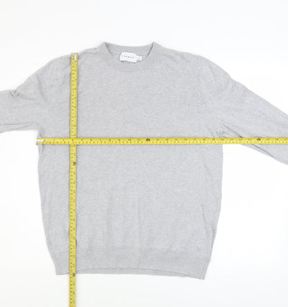 Topman Men's Grey Cotton Crew Neck Pullover Jumper M