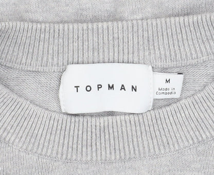 Topman Men's Grey Cotton Crew Neck Pullover Jumper M