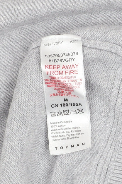 Topman Men's Grey Cotton Crew Neck Pullover Jumper M
