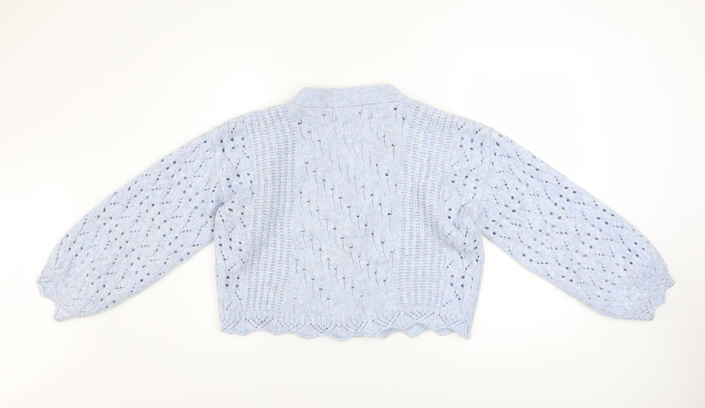 George Women's Blue V-Neck Knit Cardigan Size S (8-10)