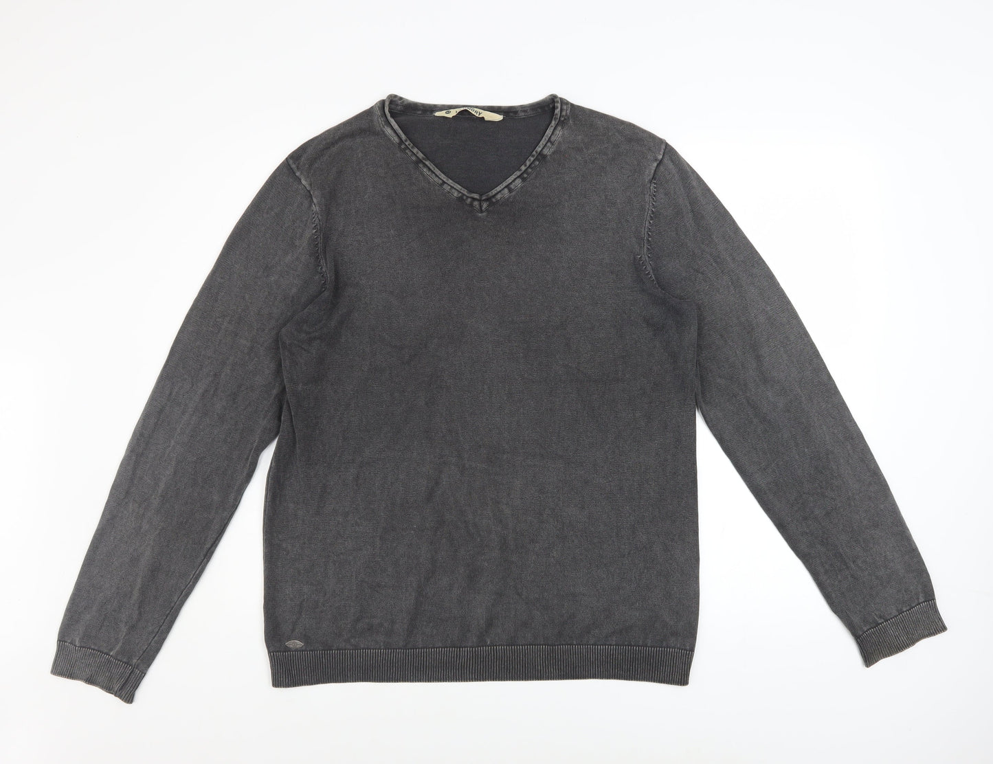 Tokyo Laundry Men's Grey V-Neck Cotton Pullover Jumper M