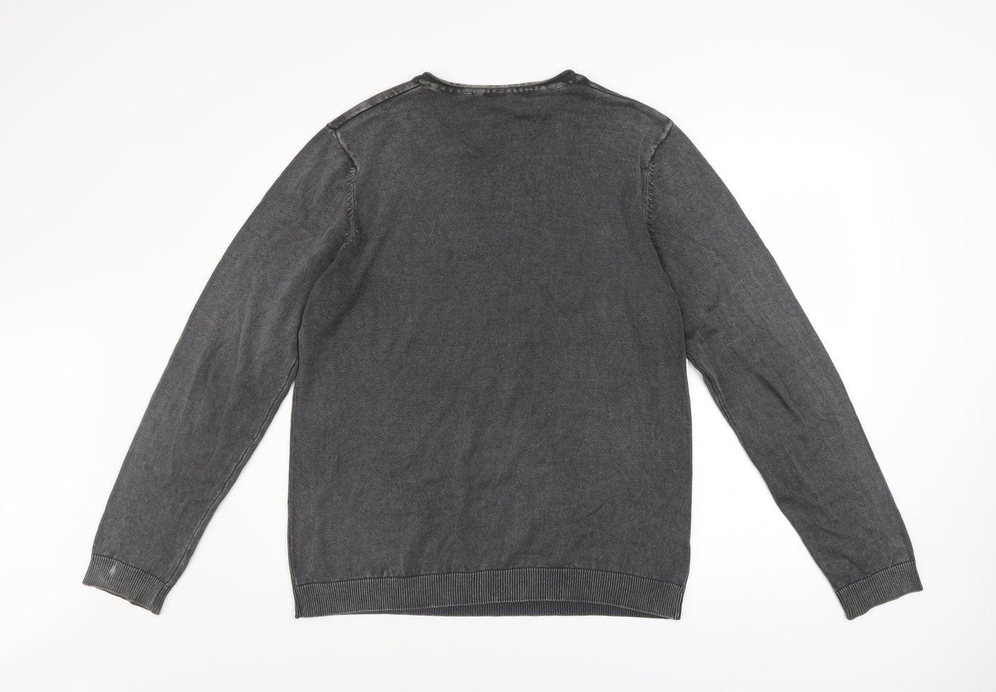 Tokyo Laundry Men's Grey V-Neck Cotton Pullover Jumper M