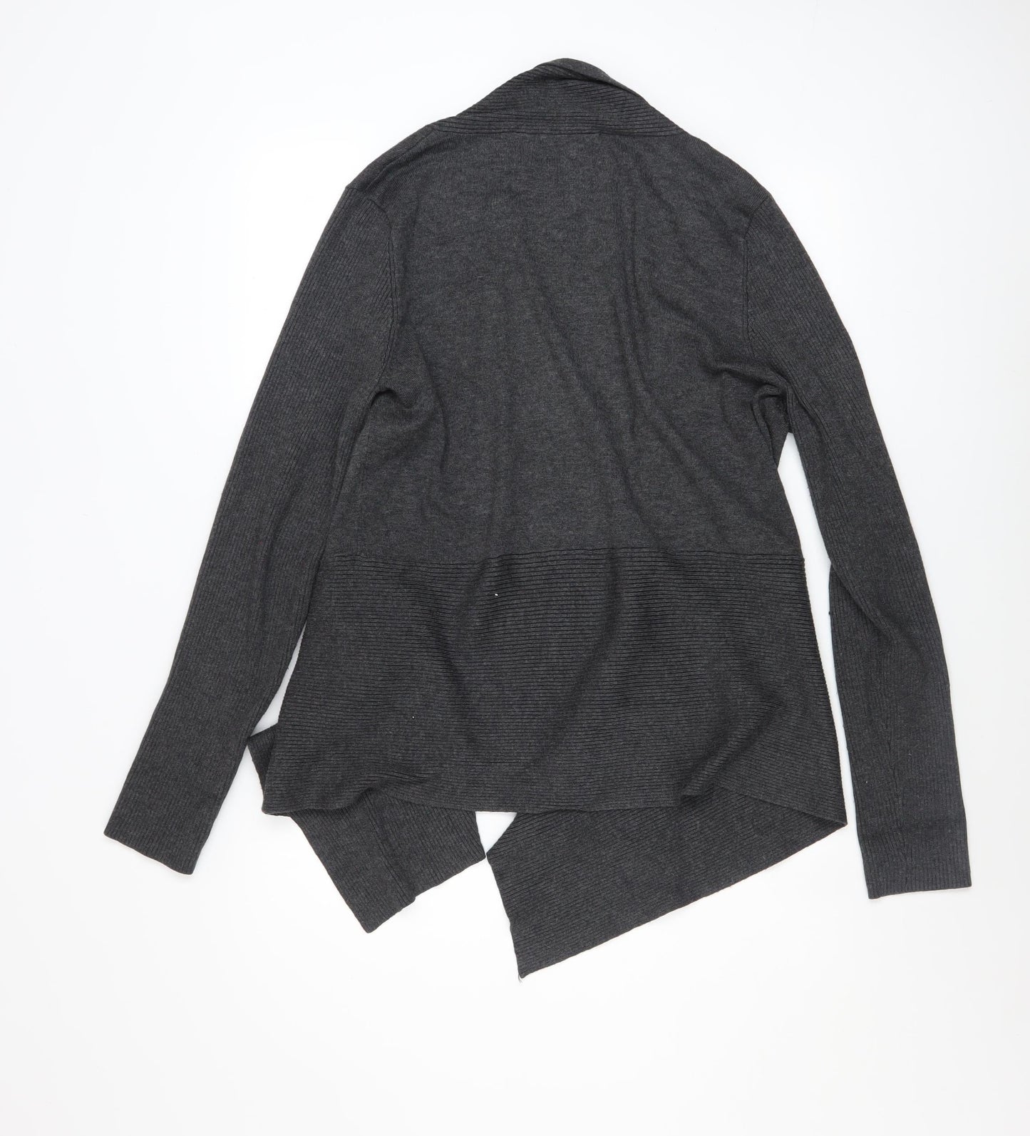 Linda Matthews Women's Grey XL Open Front Knit Cardigan