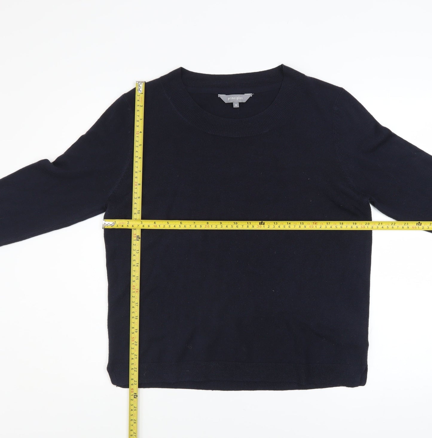 Principles Women's Black Crew Neck Long Sleeve Knit Jumper Size 16