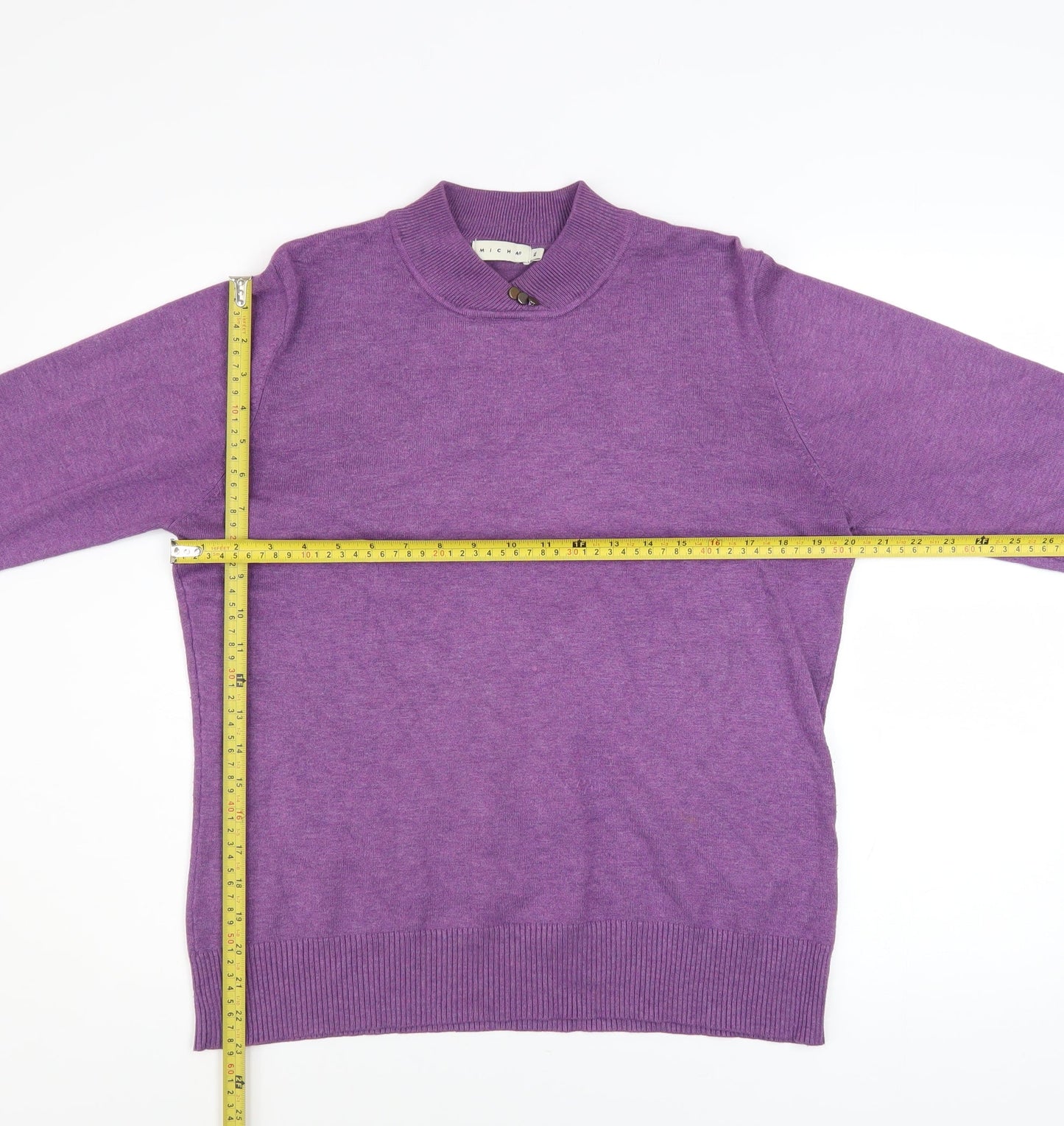 Micha Women’s Purple Mock Neck Knit Jumper XL Viscose Blend