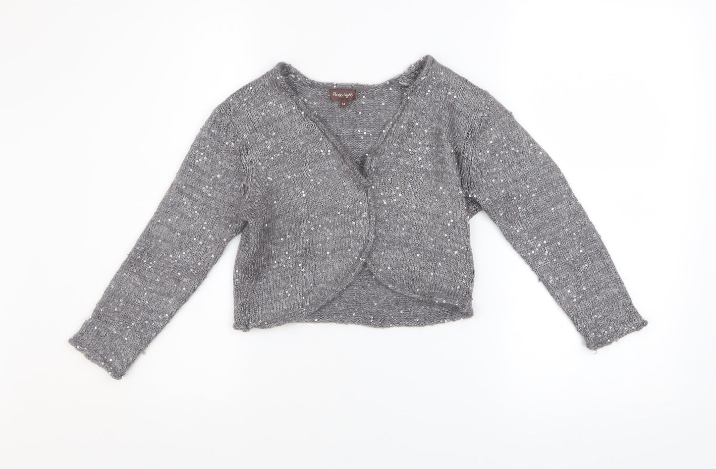 Phase Eight Women's Grey Sequin Knit Cardigan Size 14