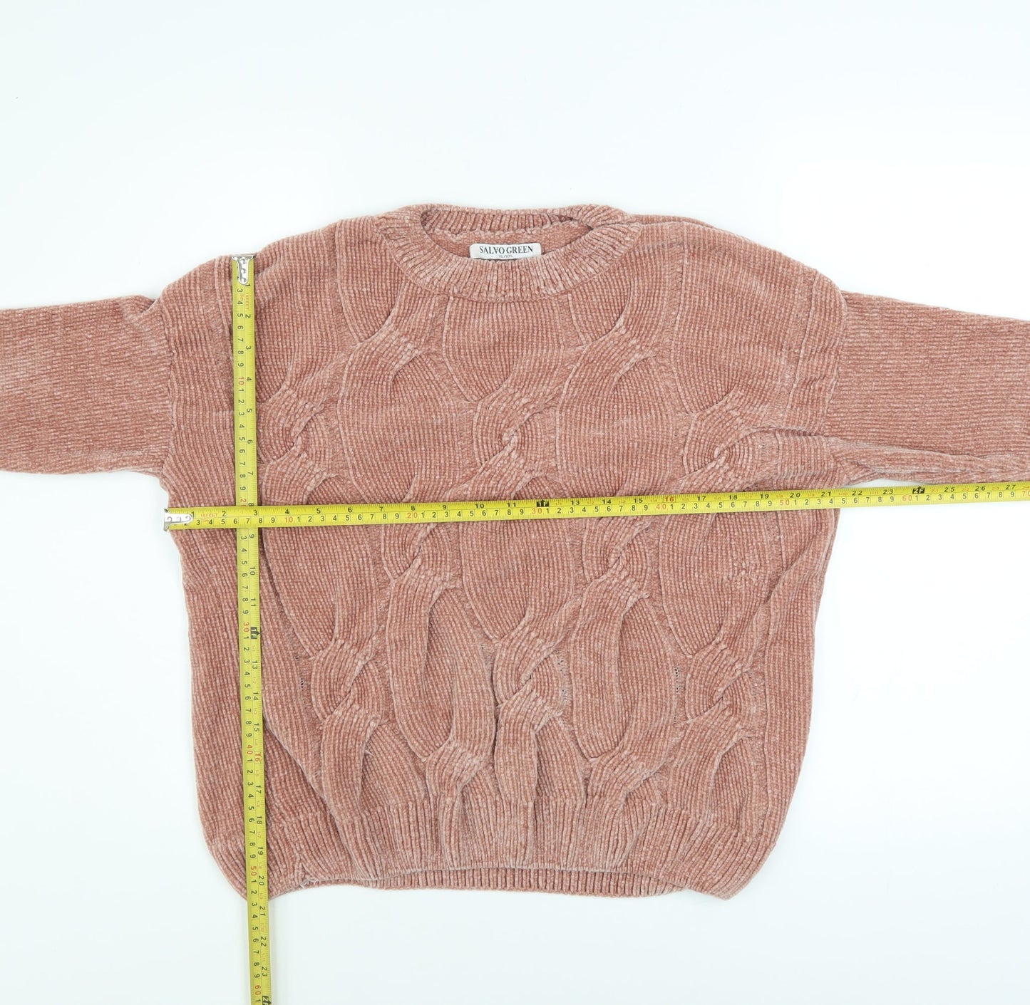 Salvo Green Women Pink Cable-Knit Pullover Jumper XL