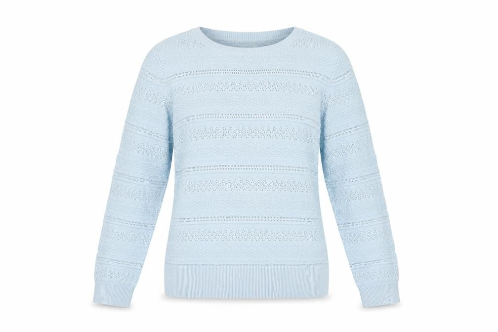 Warehouse Women's Blue Crew Neck Knit Jumper Size 8