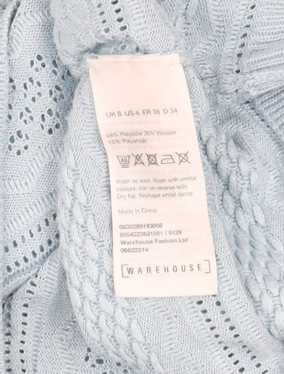 Warehouse Women's Blue Crew Neck Knit Jumper Size 8