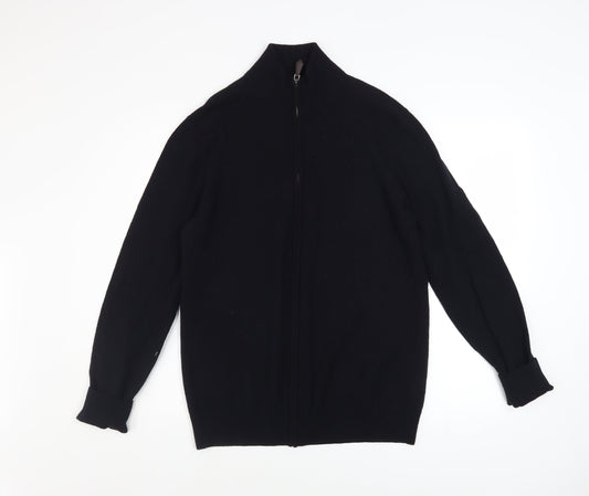John Partridge Men’s Black Wool Zip Jacket Size L Classic Knit