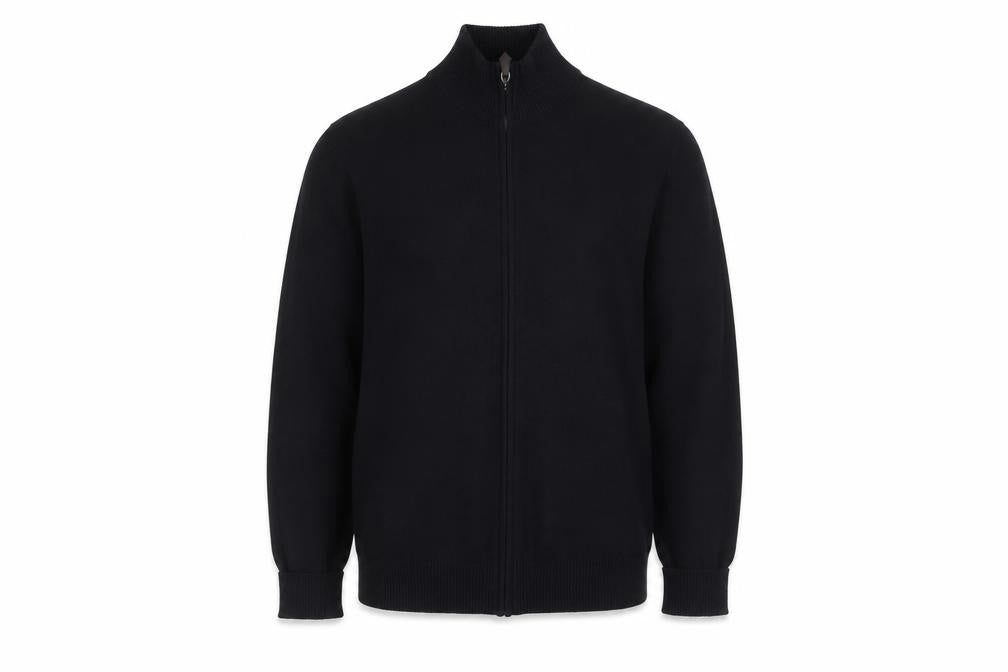 John Partridge Men’s Black Wool Zip Jacket Size L Classic Knit