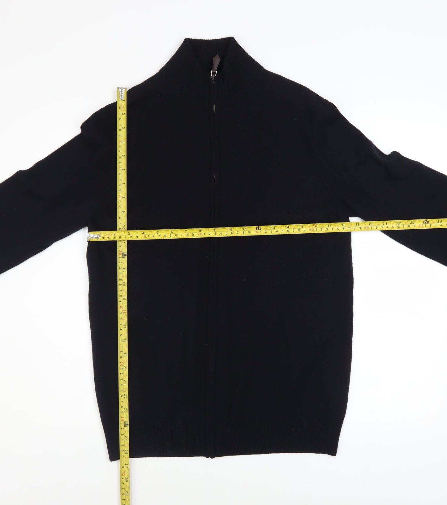 John Partridge Men’s Black Wool Zip Jacket Size L Classic Knit