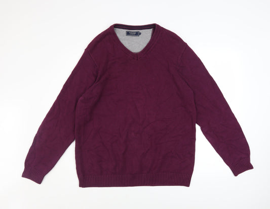Maine New England Men’s Purple Cotton V-Neck Jumper M