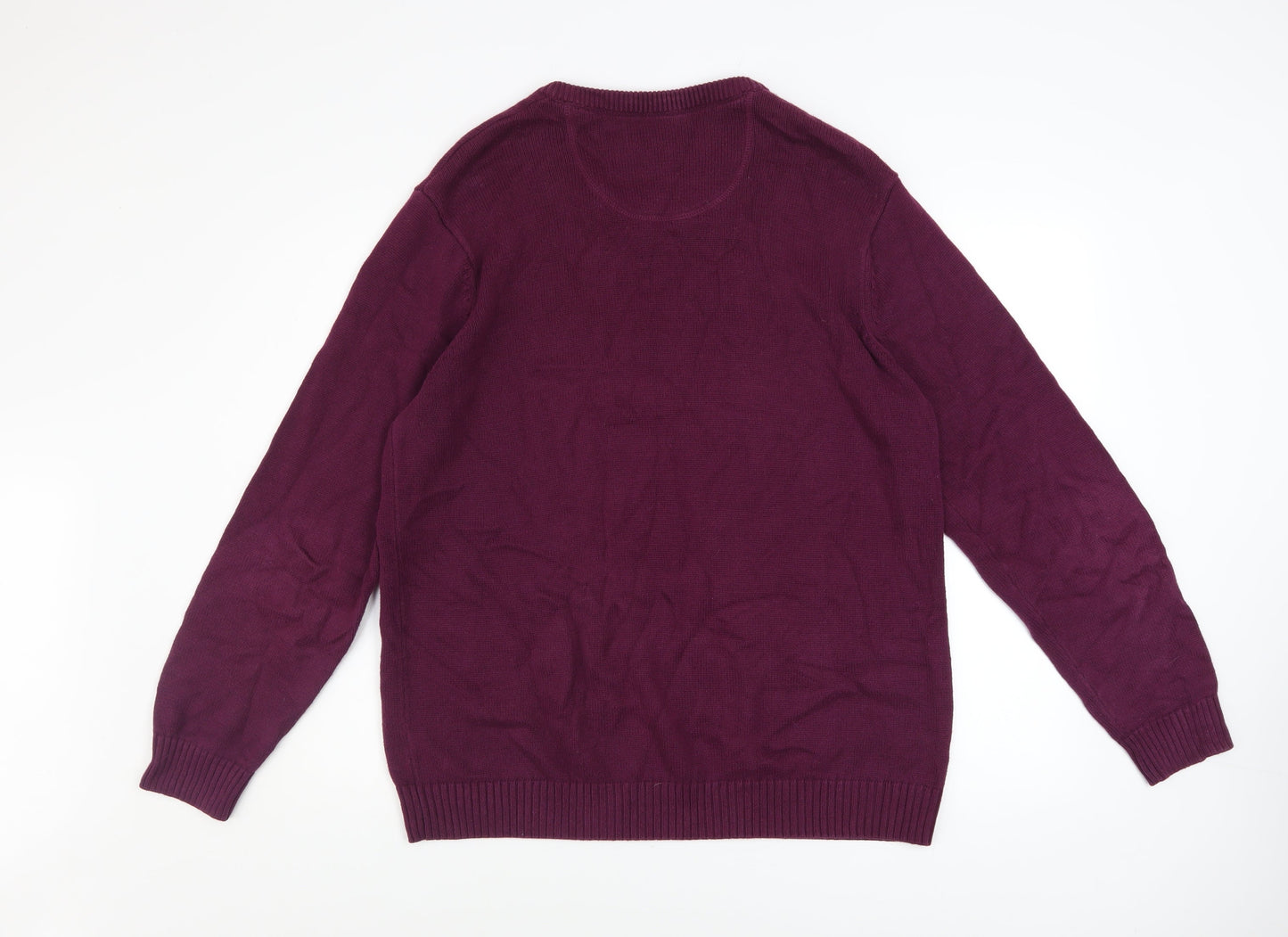 Maine New England Men’s Purple Cotton V-Neck Jumper M