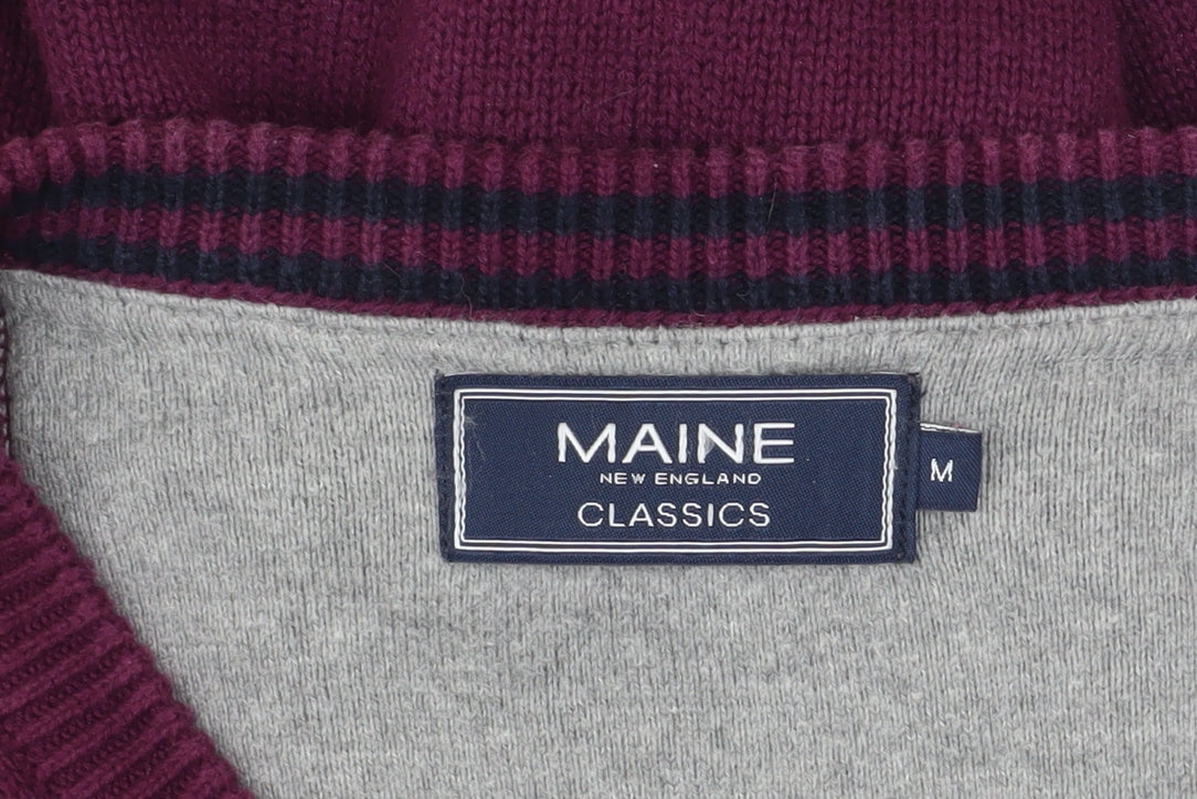 Maine New England Men’s Purple Cotton V-Neck Jumper M