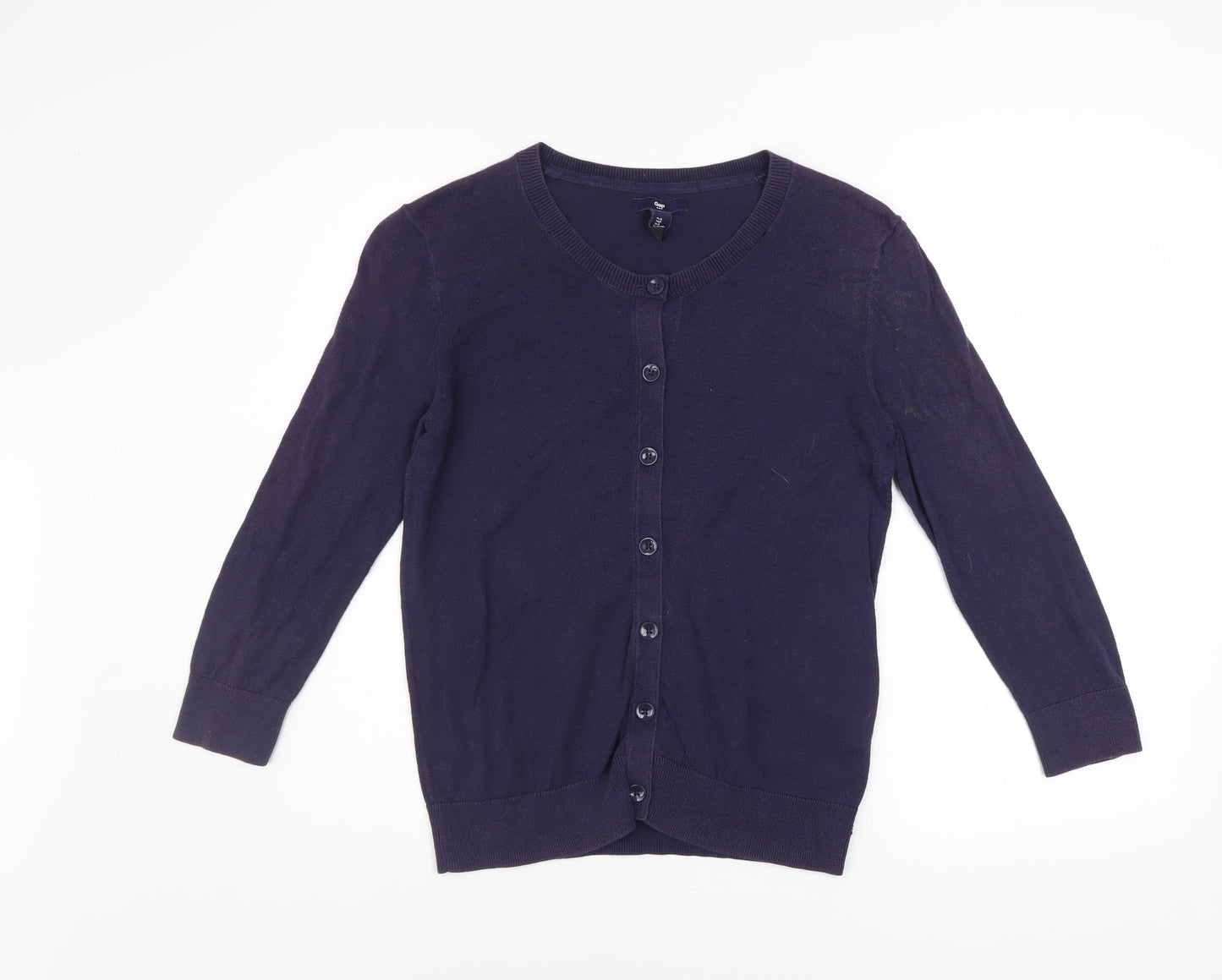 Gap Women's Blue Cotton Long Sleeve Crew Neck Cardigan Size S