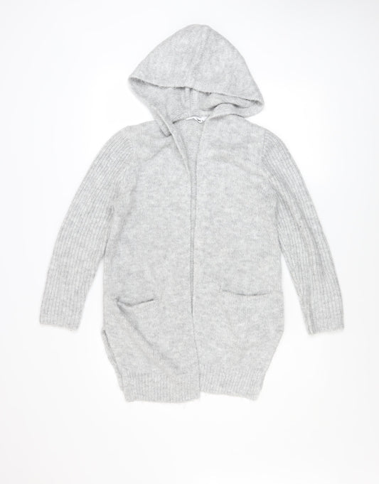 Just Jeans Women’s Grey Hooded Long Sleeve Open Knit Cardigan Size 8