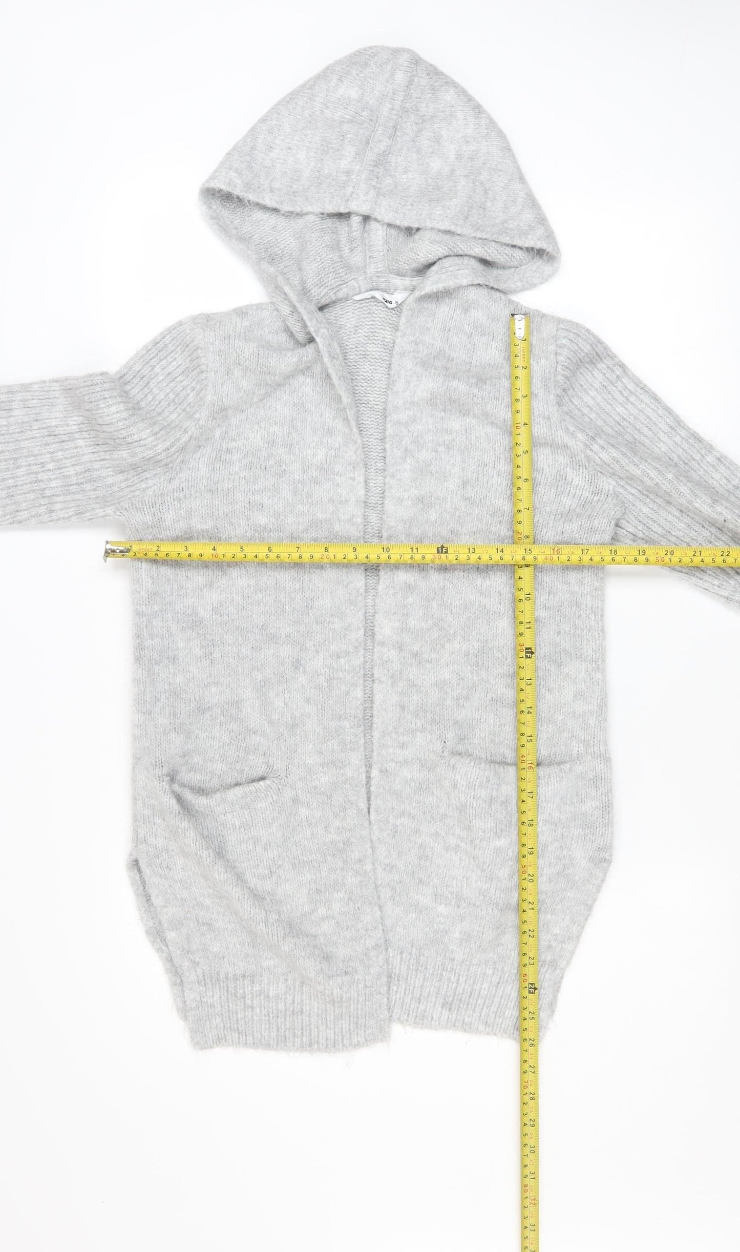 Just Jeans Women’s Grey Hooded Long Sleeve Open Knit Cardigan Size 8
