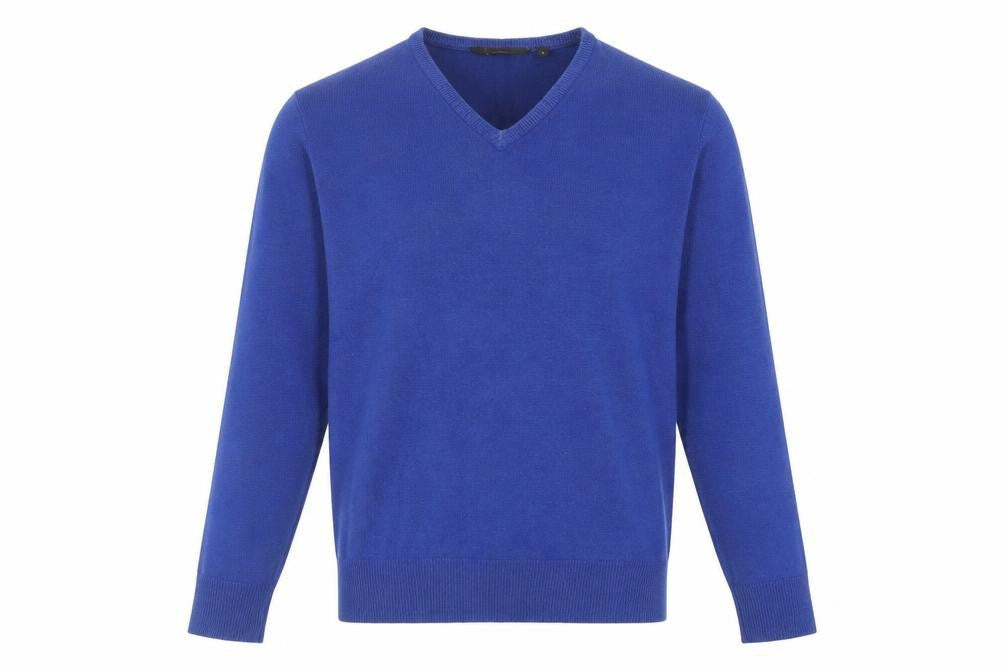 Cutting Edge Men's Blue V-Neck Acrylic Pullover Jumper S