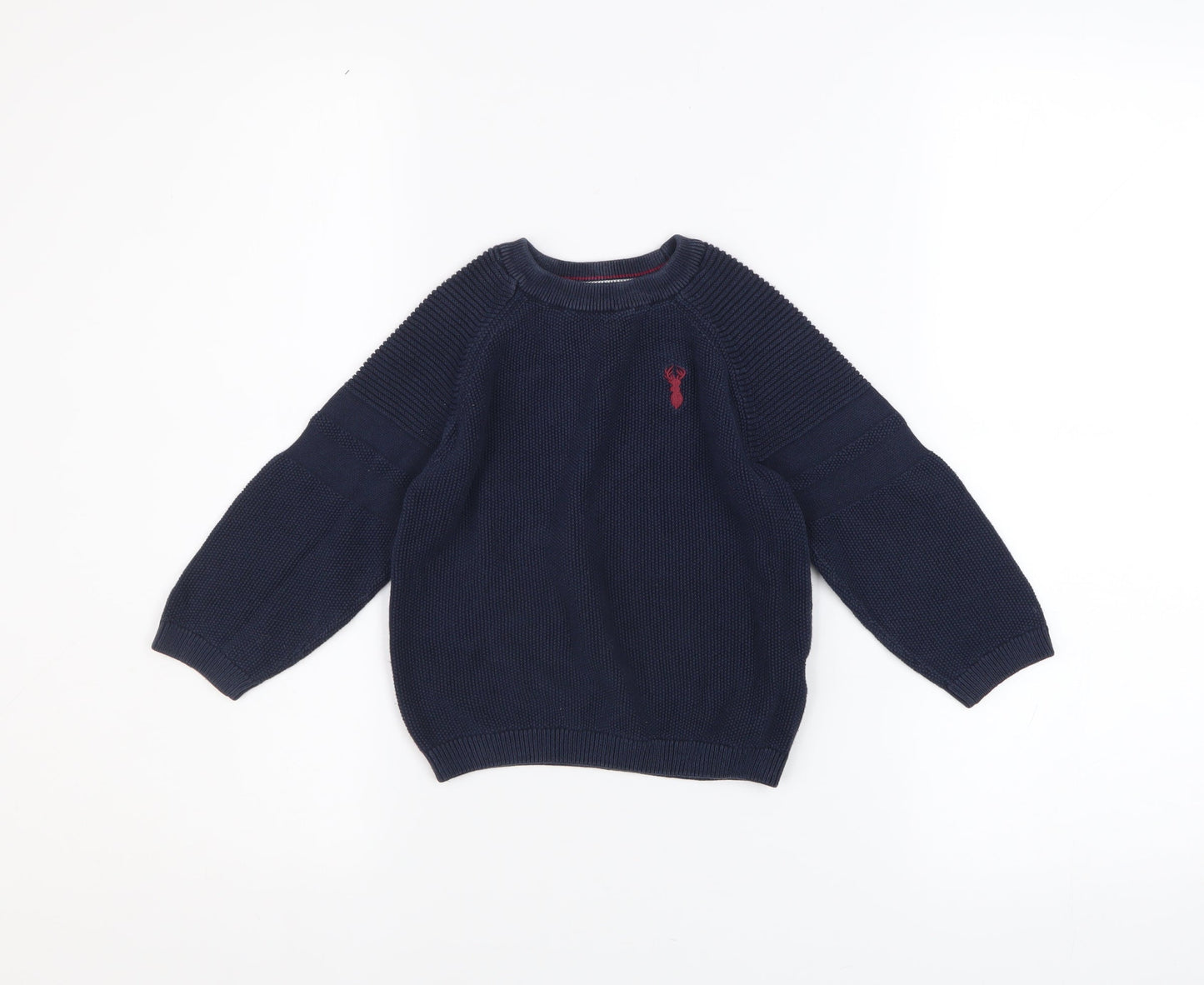 Next Boys Blue Cotton Crew Neck Jumper 3 Years