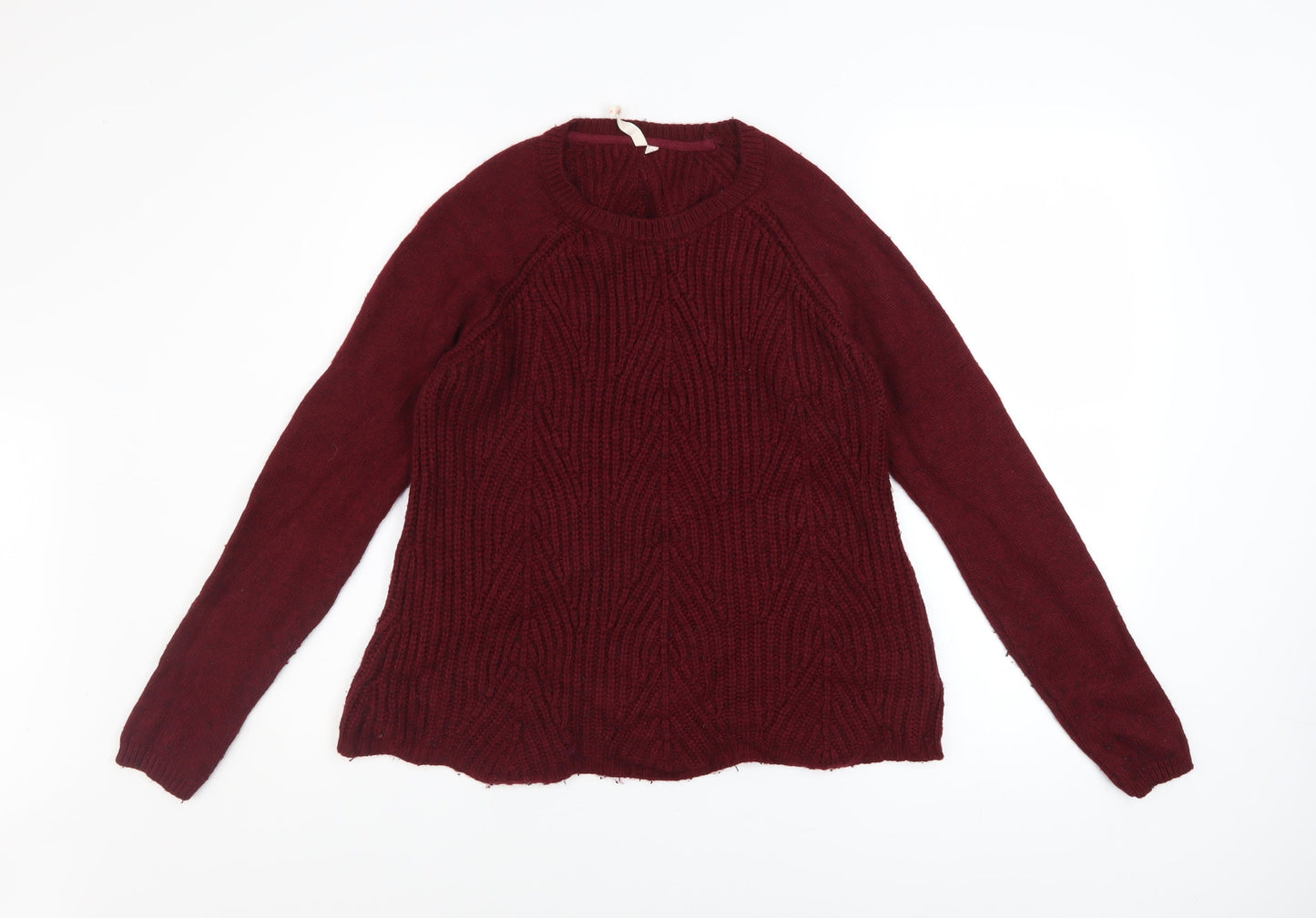 White Stuff Women's Red Cable Knit Crew Neck Jumper Size 12