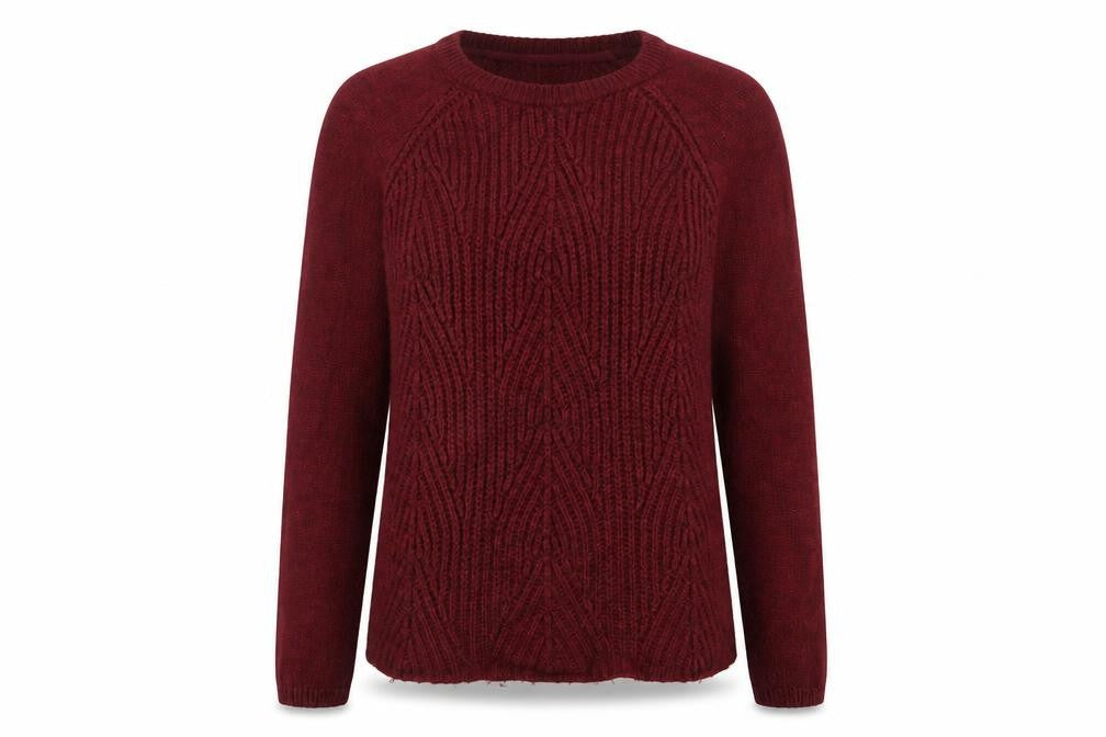 White Stuff Women's Red Cable Knit Crew Neck Jumper Size 12