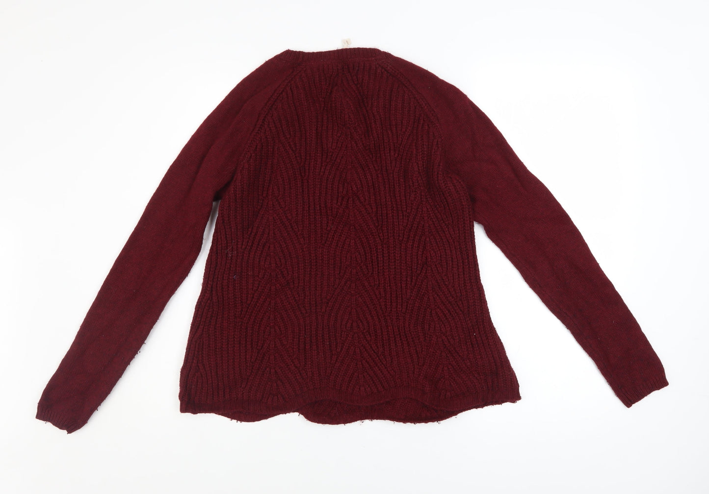 White Stuff Women's Red Cable Knit Crew Neck Jumper Size 12