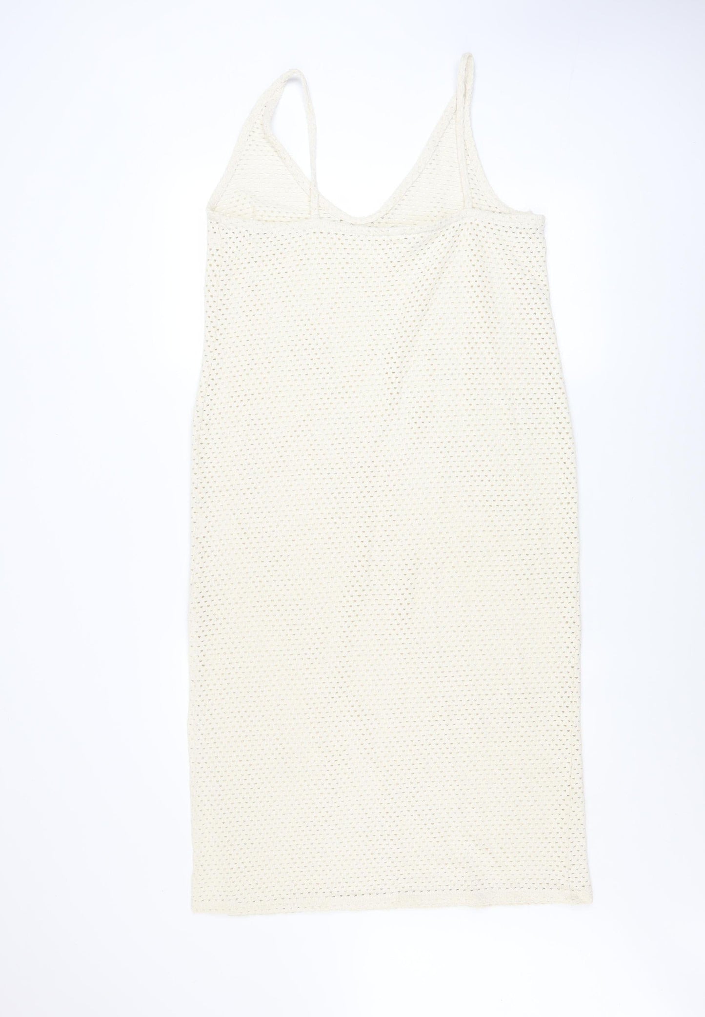 H&M Women Ivory Crochet Slip Midi Dress Size 12 Boho Summer