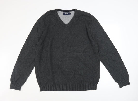 Maine New England Men's Grey Cotton V-Neck Jumper XL