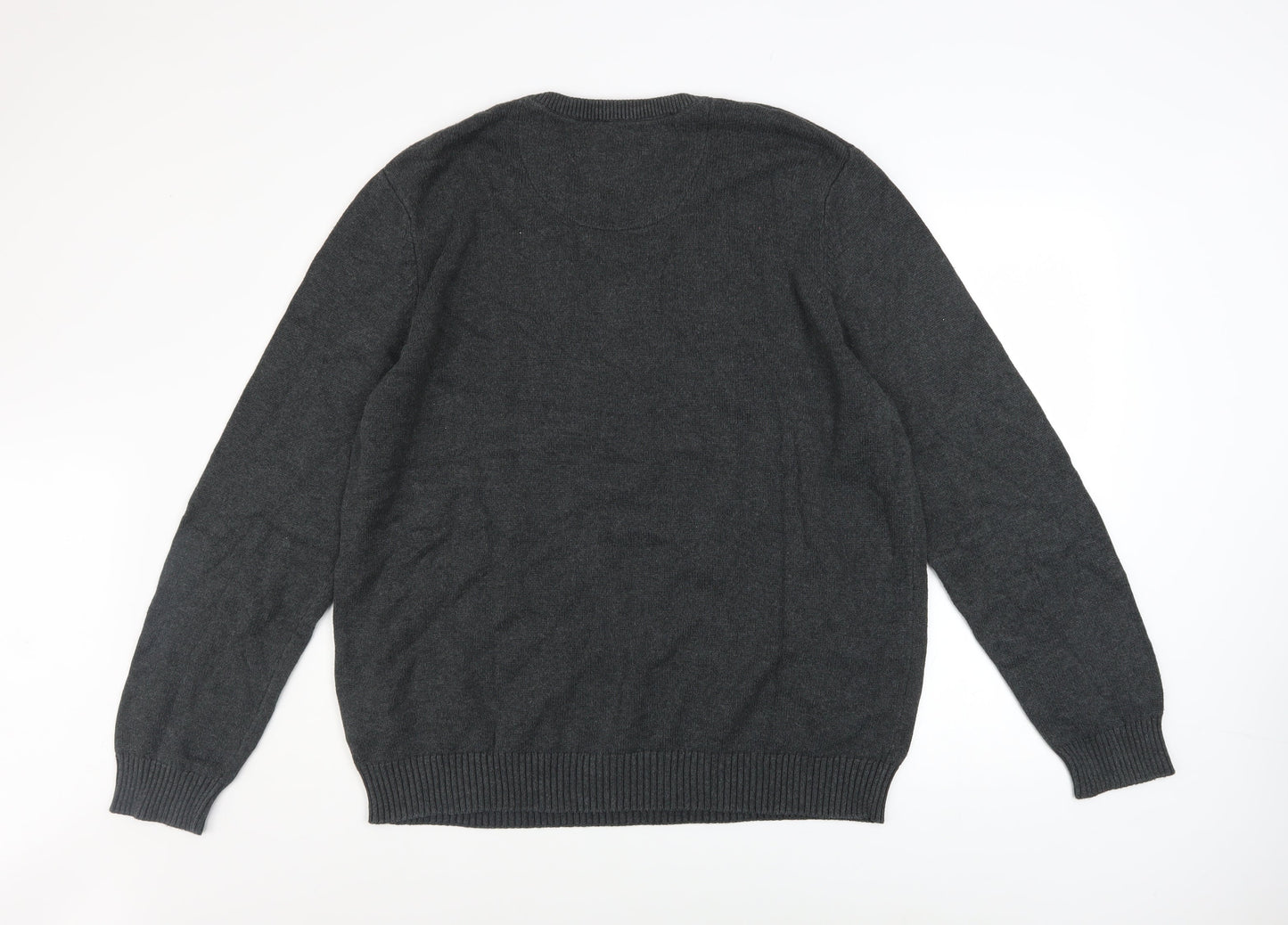 Maine New England Men's Grey Cotton V-Neck Jumper XL