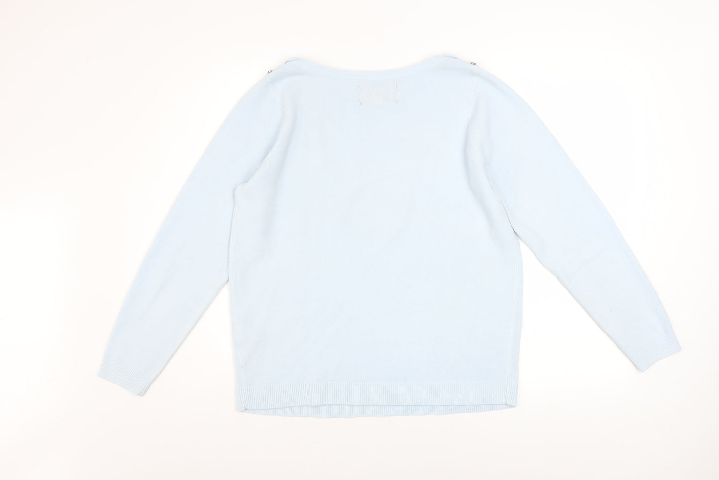 Maine New England Women’s Blue Acrylic Boat Neck Jumper Size 14