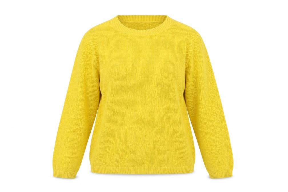 Hobbs Women Yellow Cotton Crew Neck Pullover Jumper Size M