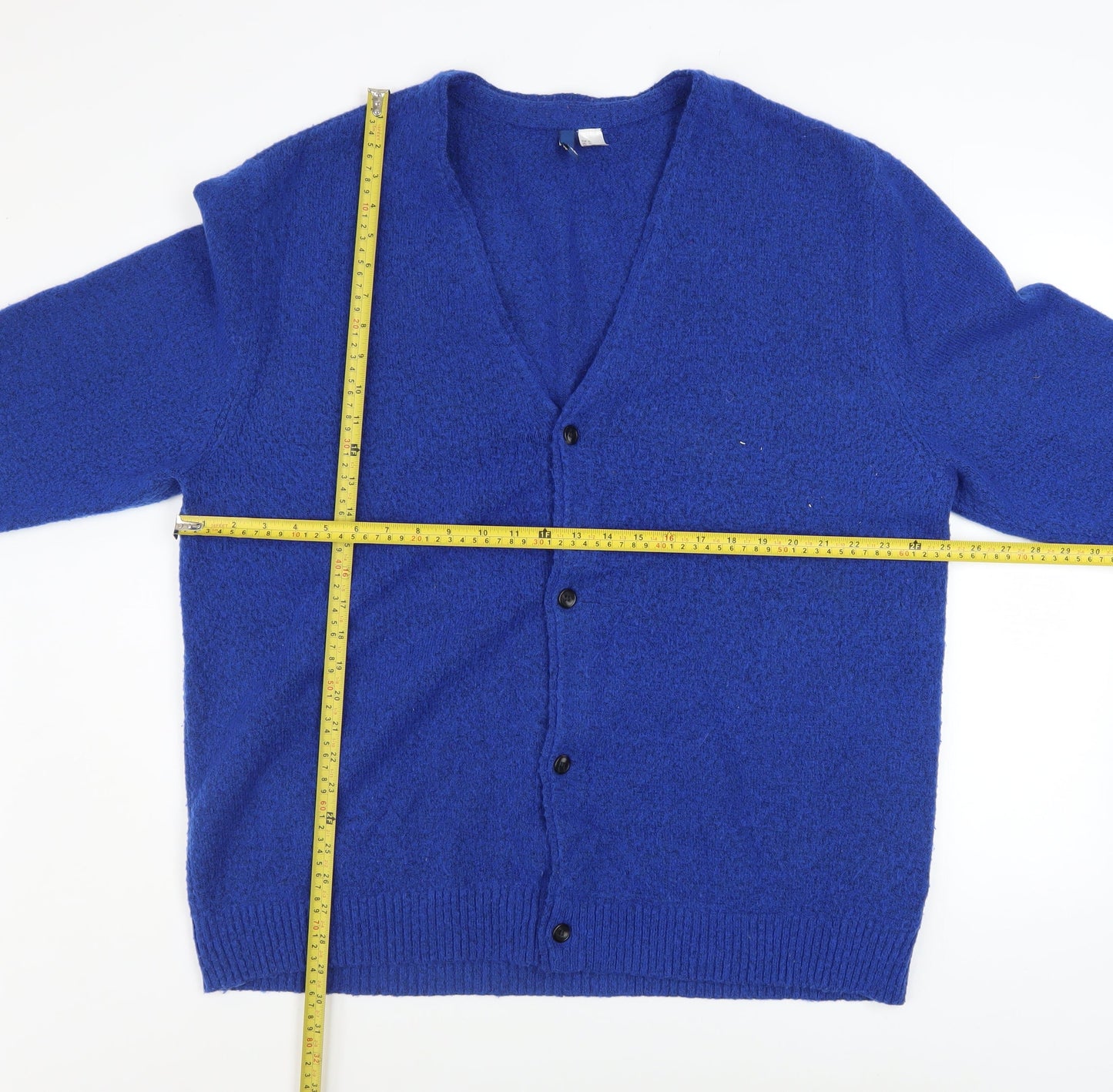 H&M Men Blue XL V-Neck Button Cardigan Knit Jumper