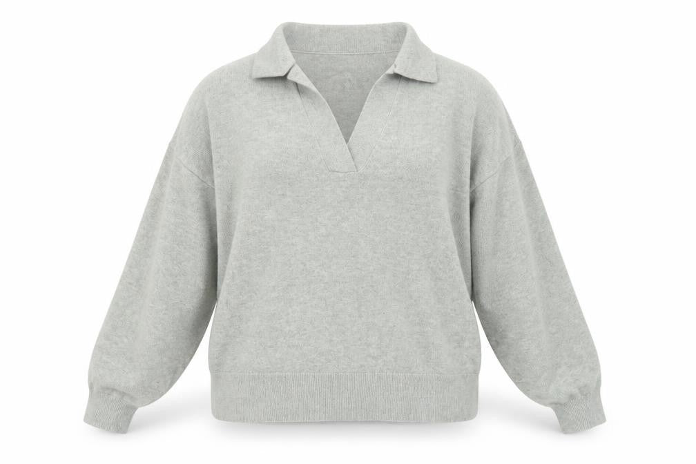 Marks & Spencer Women’s Grey Collared Pullover Jumper L Knit Long Sleeve