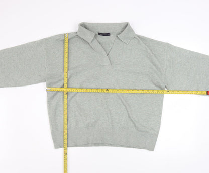 Marks & Spencer Women’s Grey Collared Pullover Jumper L Knit Long Sleeve