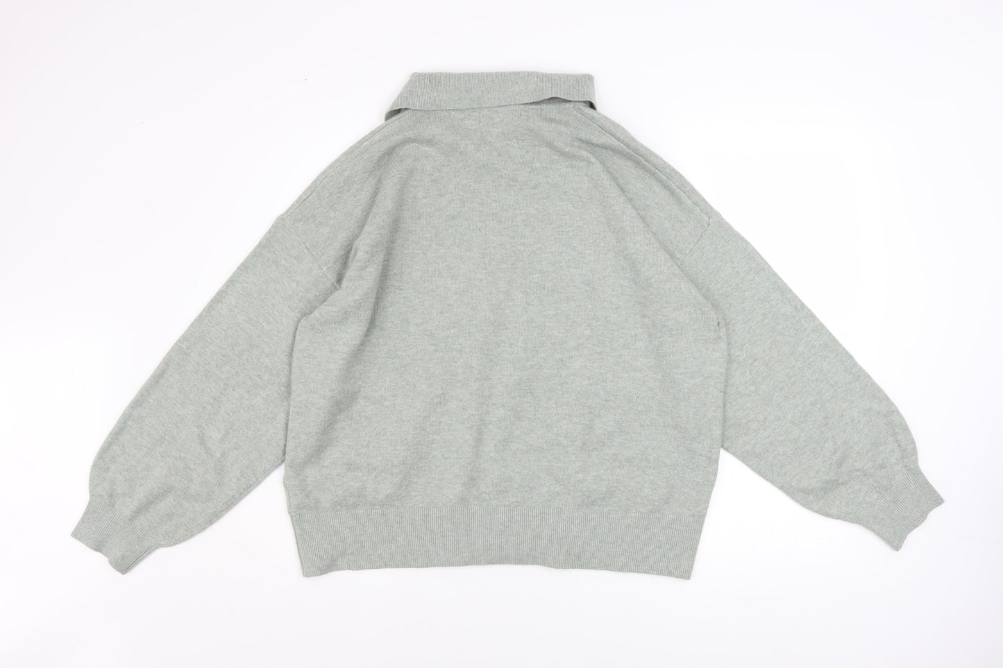 Marks and Spencer Women’s Grey Collared Pullover Jumper L Knit Long Sleeve