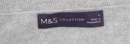 Marks & Spencer Women’s Grey Collared Pullover Jumper L Knit Long Sleeve