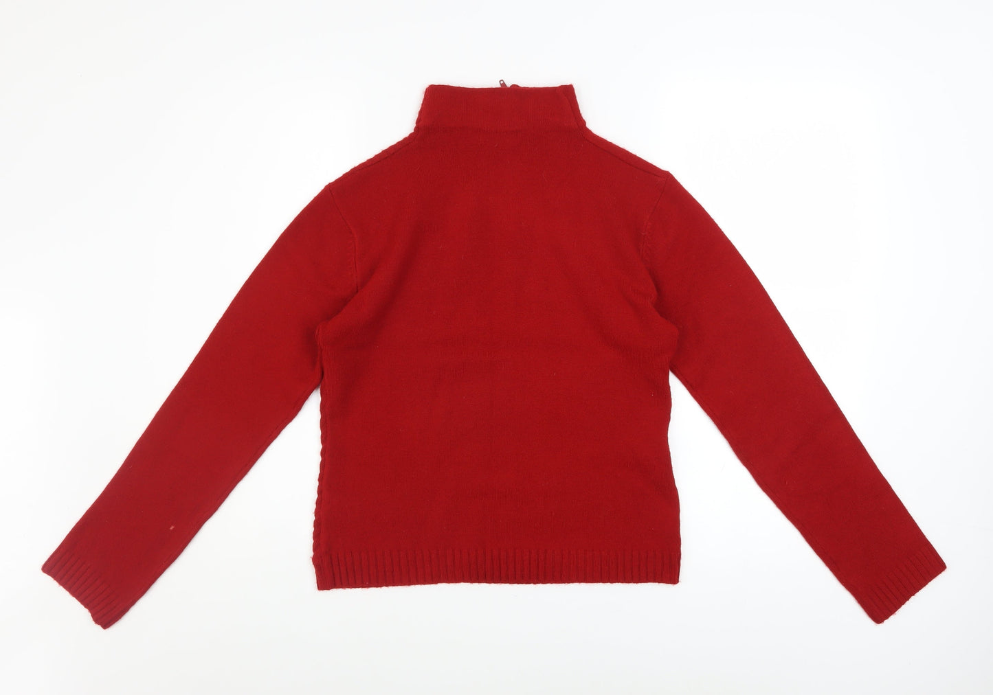Liquid Womens Red High Neck Zip Knit Jumper Size M