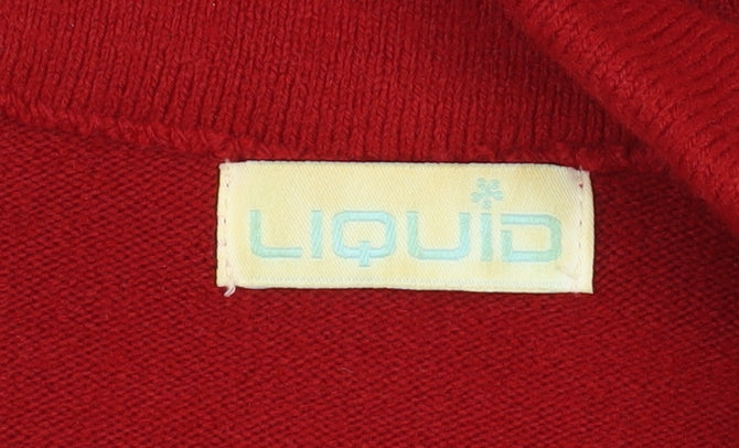 Liquid Womens Red High Neck Zip Knit Jumper Size M