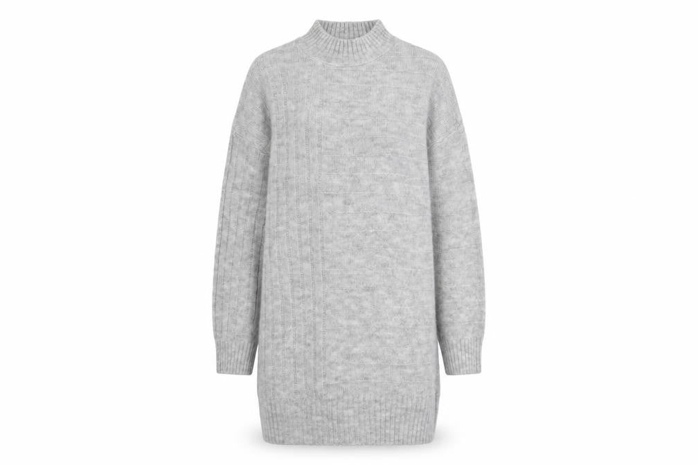 Peacocks Women Grey High Neck Knit Jumper Size S Long Sleeve