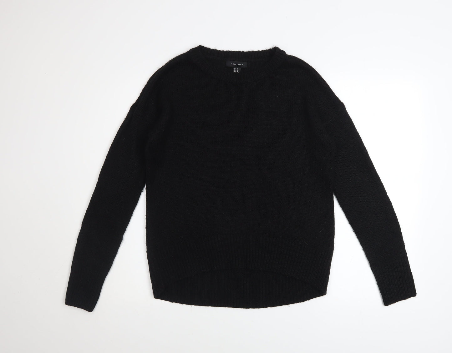 New Look Women's Black Acrylic Crew Neck Pullover Jumper Size S