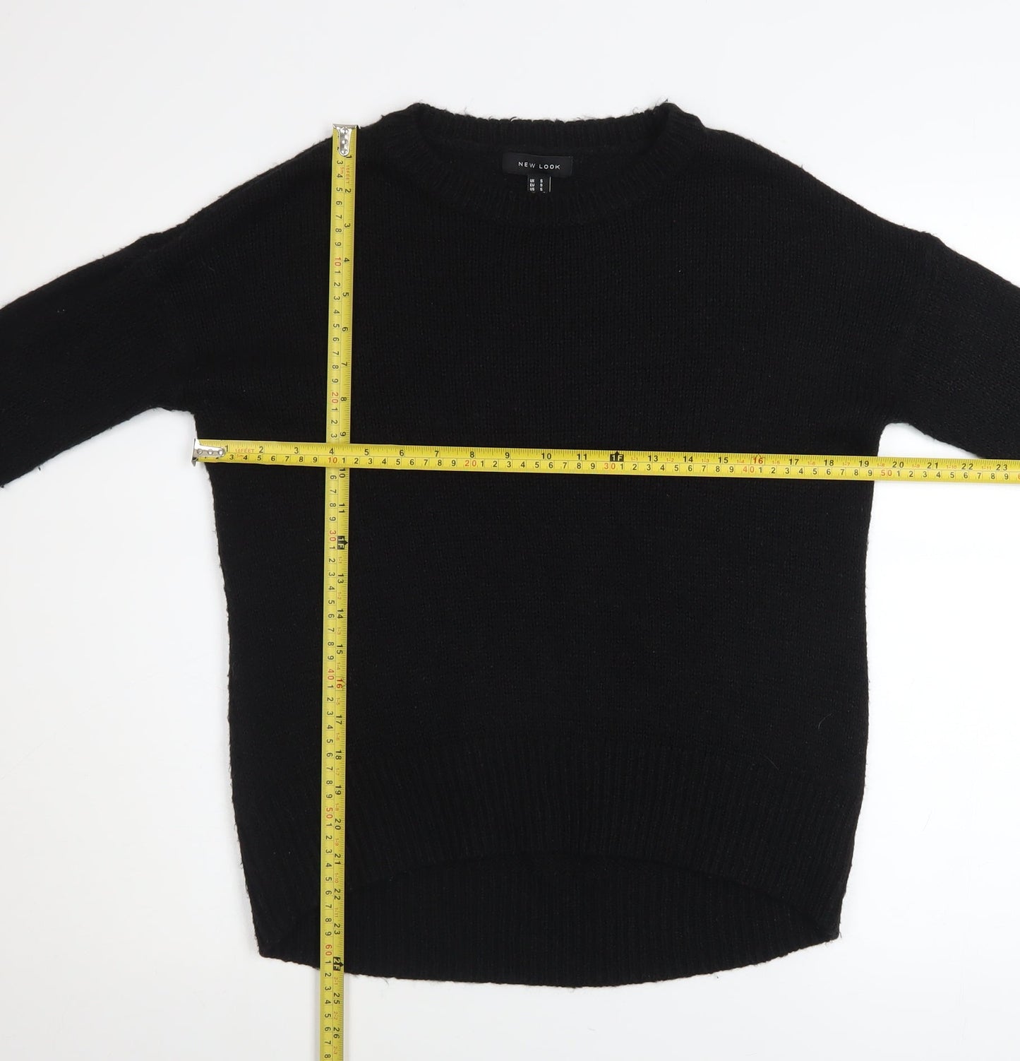 New Look Women's Black Acrylic Crew Neck Pullover Jumper Size S