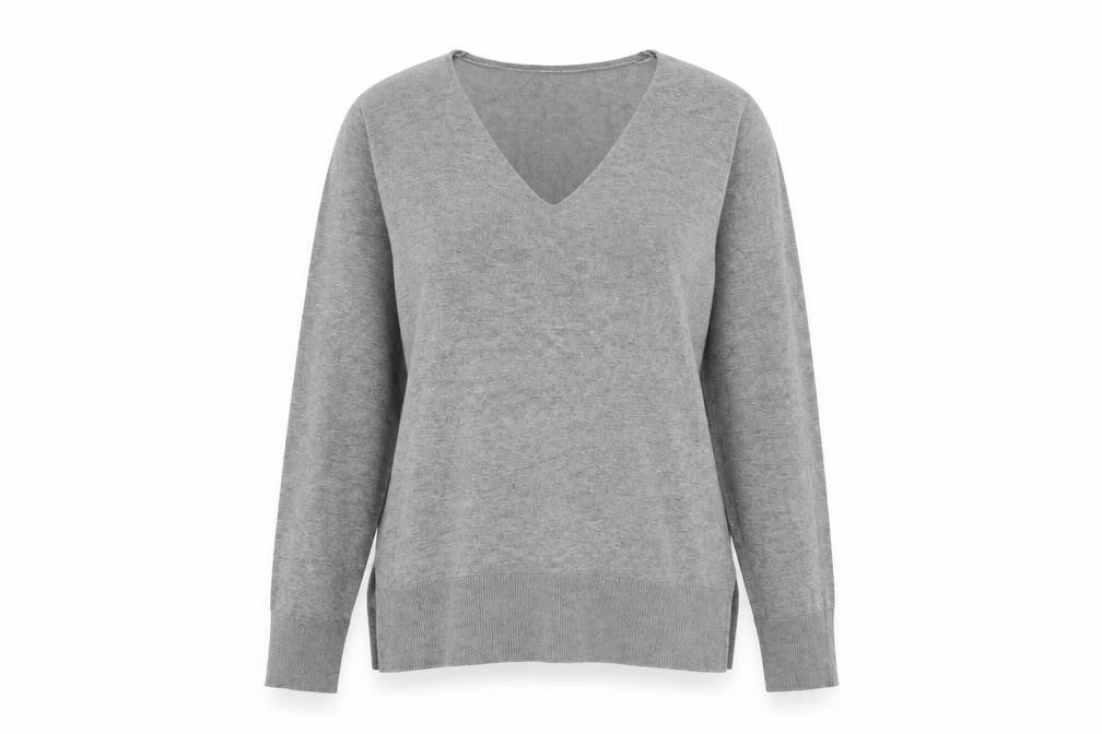 Vero Moda Women's Grey V-Neck Knit Long Sleeve Pullover Jumper Size S