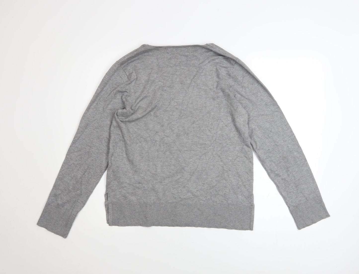 Vero Moda Women's Grey V-Neck Knit Long Sleeve Pullover Jumper Size S