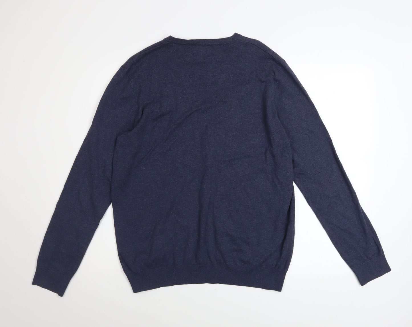 John Lewis Men's Blue V-Neck Cotton Knit Jumper M