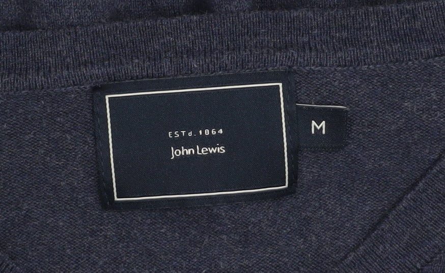 John Lewis Men's Blue V-Neck Cotton Knit Jumper M