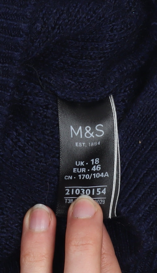 Marks and Spencer Women’s Blue Crew Neck Relaxed Fit Knit Jumper Size 18