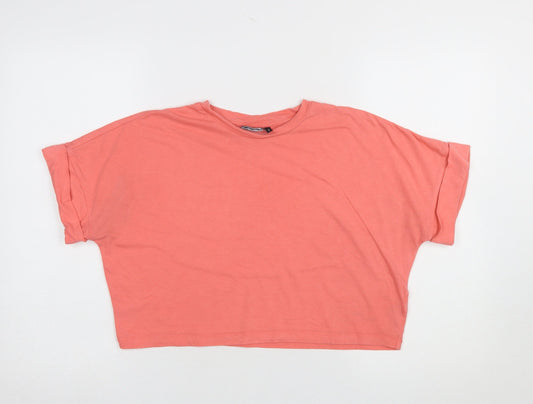 ASOS Design Women's Pink Cropped Cotton T-Shirt Size 8