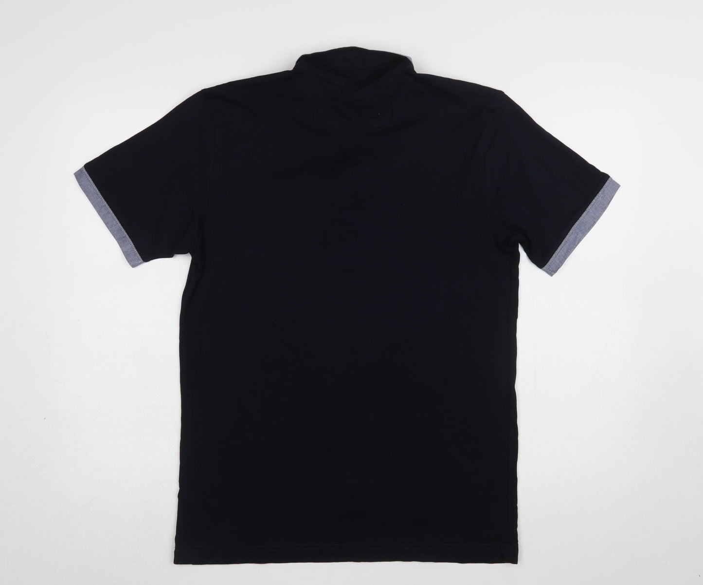 Steel & Jelly Men’s Black Cotton Polo Shirt L Short Sleeve Button Collar