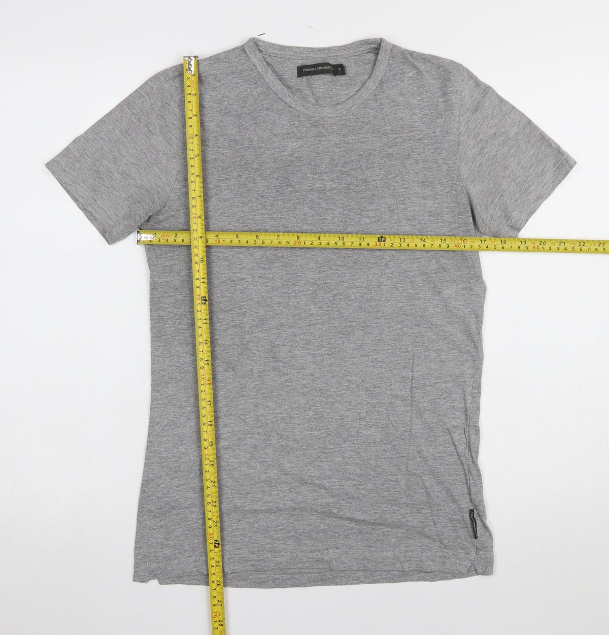 French Connection Men's Grey Slim Fit Crew Neck Short Sleeve T-Shirt S